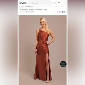 David’s Bridal Signature One-Shoulder Satin Bridesmaid Dress - Cinnamon